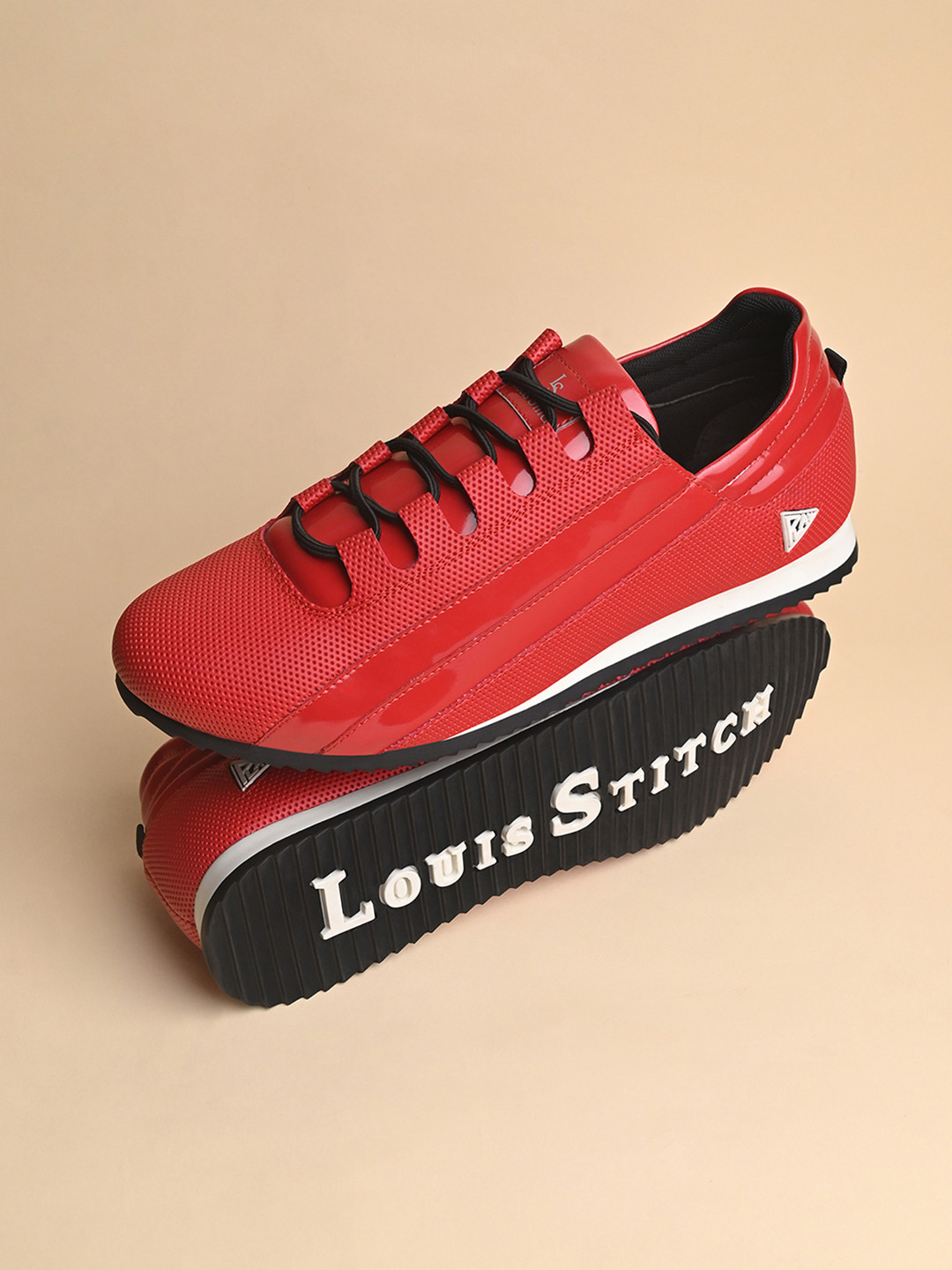 LOUIS STITCH Men Red Shiny Strap Casual Sneakers