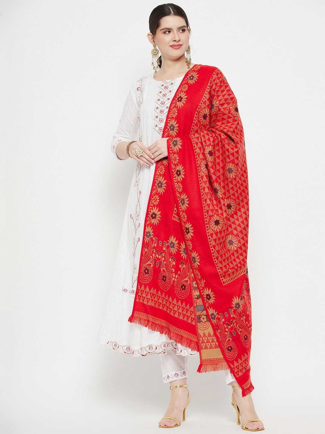 VERO AMORE Woven Design Acrylic Shawl