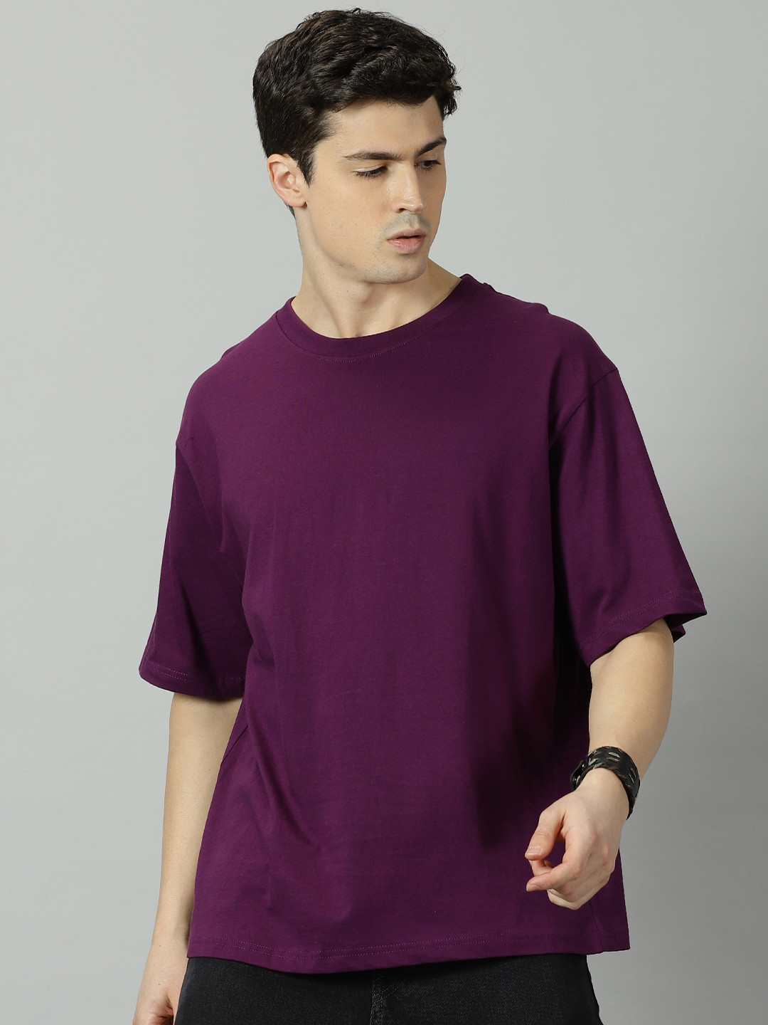 THE HOLLANDER Oversized Cotton T-shirt with Drop-Shoulder Sleeves