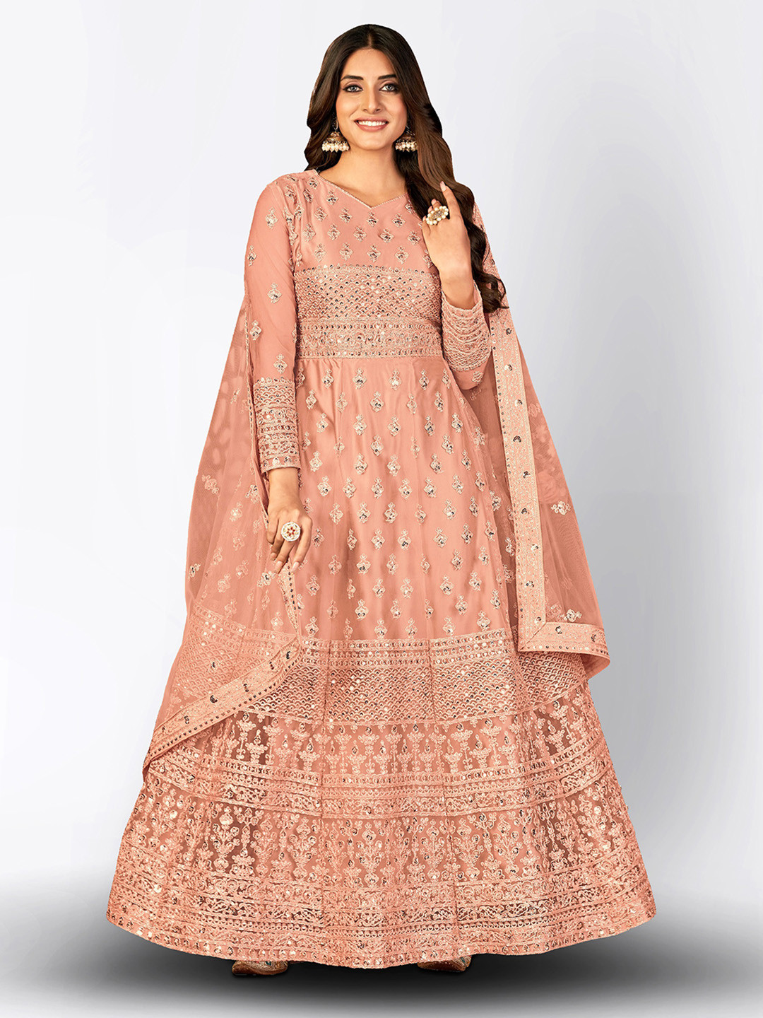 Divine International Trading Co Embroidered Semi-Stitched Dress Material