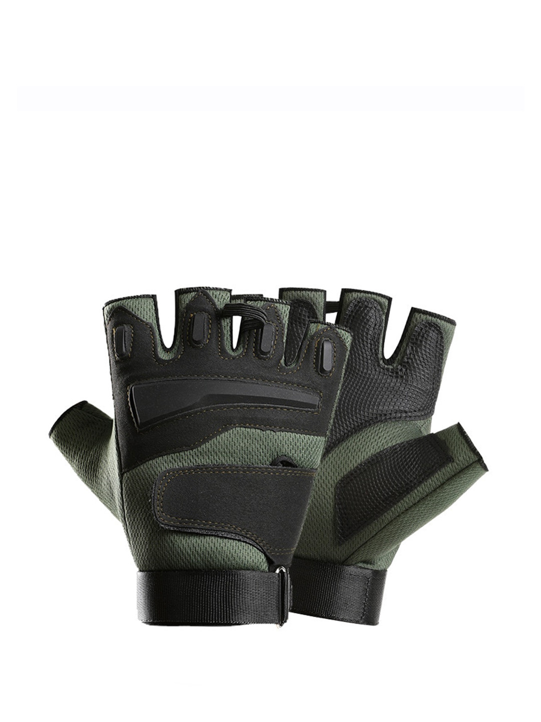 Alexvyan Men Double-Velcro Fingerless Anti-Skid Protective & Breathable Sports Gloves