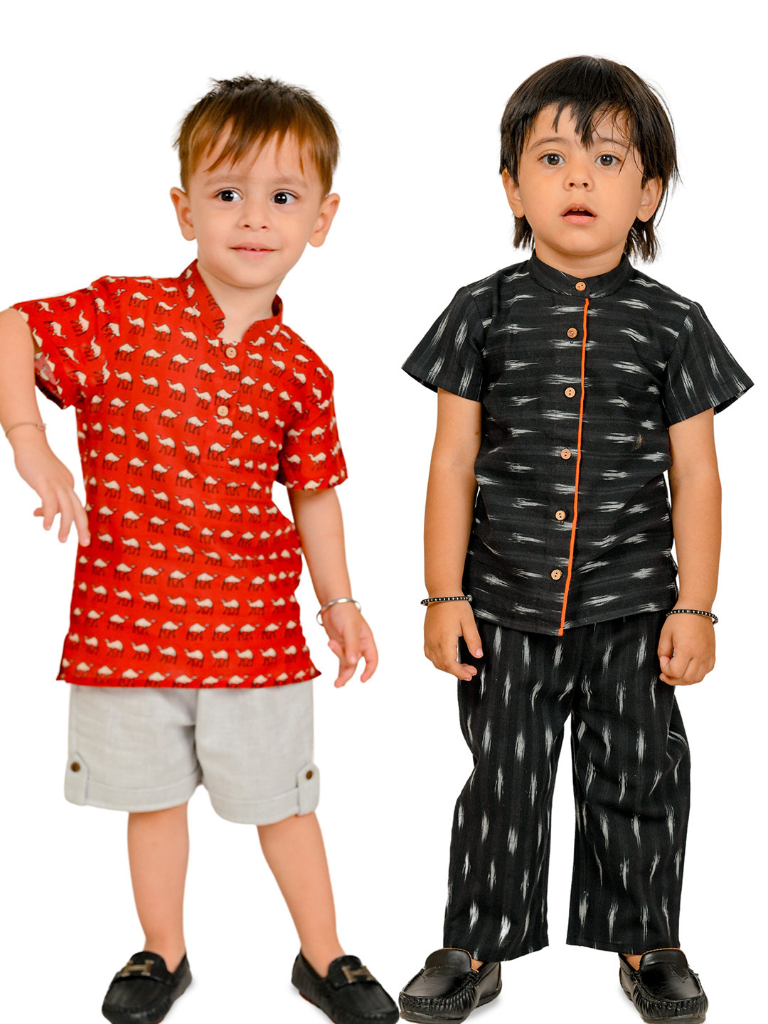 Tiny Bunnies Pack Of 2 Boys Printed Mandarin Collar Shirt with Trousers