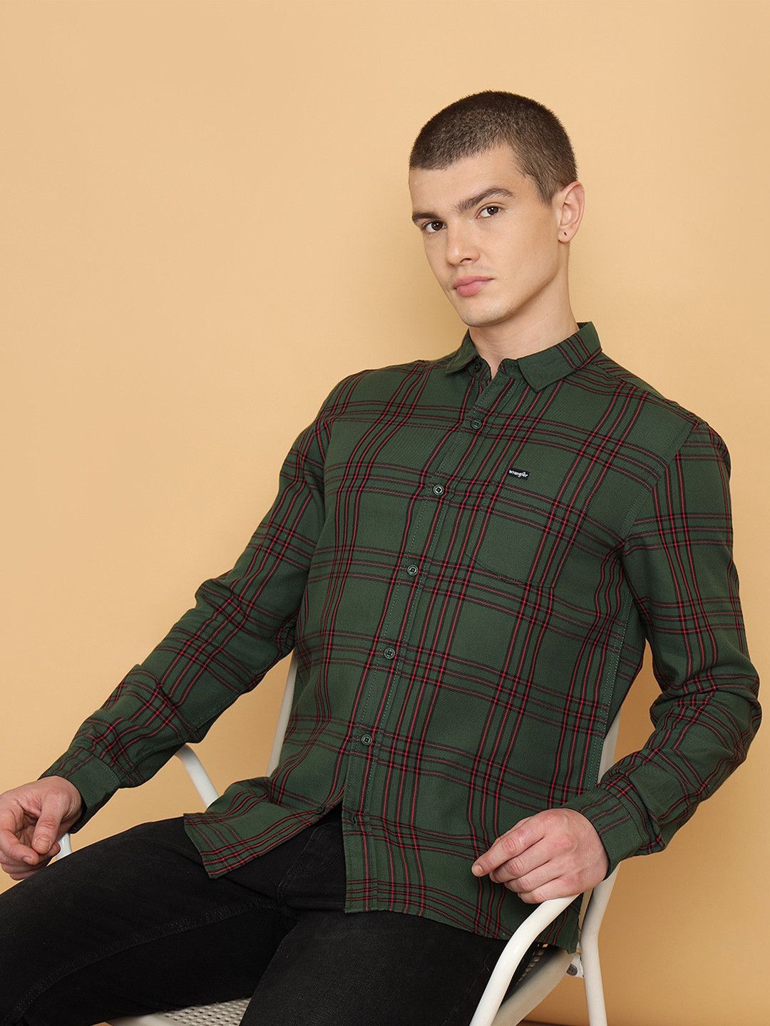 Wrangler Tartan Checked Oxford Pure Cotton Casual Shirt