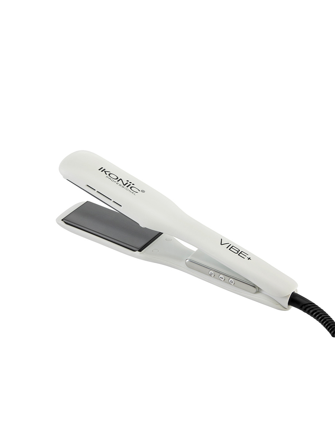 Ikonic Professional Vibe+ Hair Straightener with Wide Ceramic Plates & Ionic Technology - White