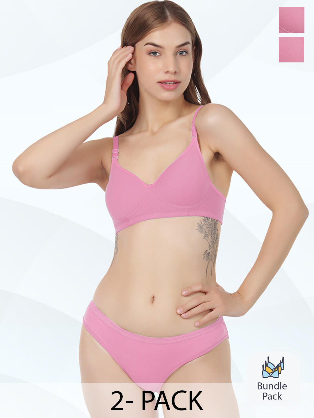 Designer Bugs Pack Of 2 Cotton Lingerie Set