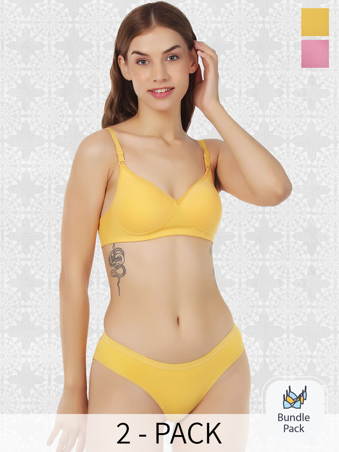 Designer Bugs Pack Of 2 Cotton Lingerie Set DB-LS-YBP-30B