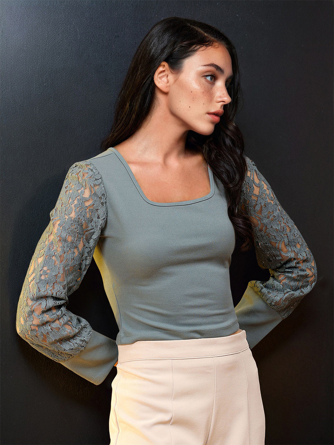 Freehand by The Indian Garage Co Square Neck Fitted Top