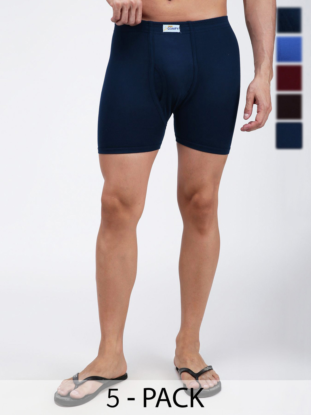 AMUL COMFY Pack Of 5 Cotton Trunks AC-FCTRIE-AF-CB-NVY-SKY-MAR-S-5PC