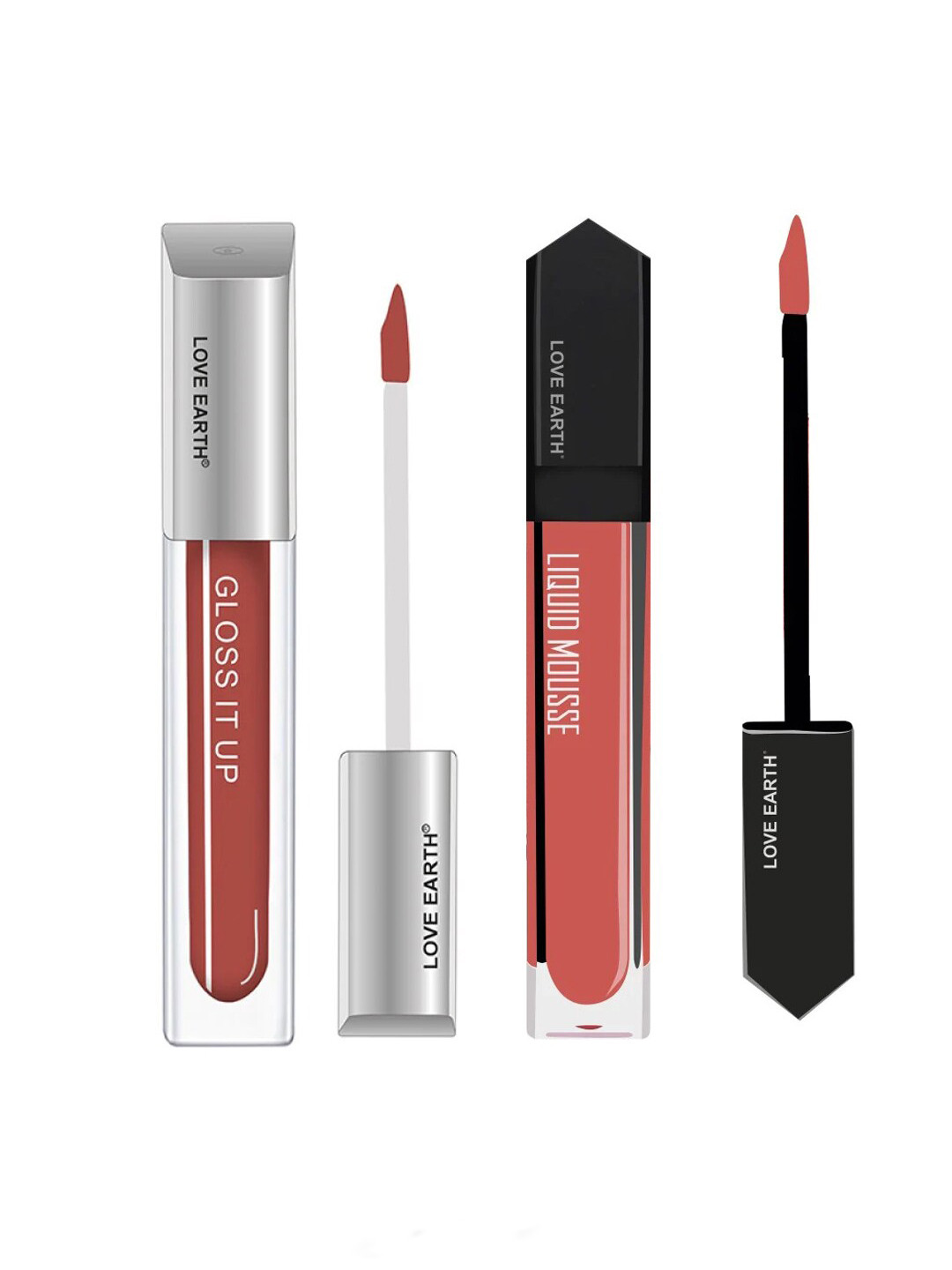 LOVE EARTH Liquid Mousse & Gloss It Up Set Of 2 Lipstick & Lip Gloss