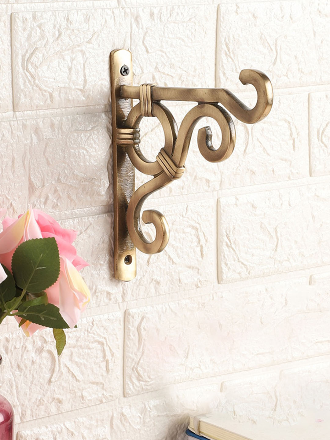 Two Moustaches Metallic-toned Ethnic Carved Brass Wall Lantern Diya Hanger