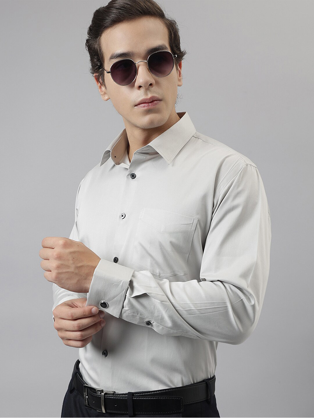 Hancock Grey Premium Slim Fit Cotton Formal Shirt