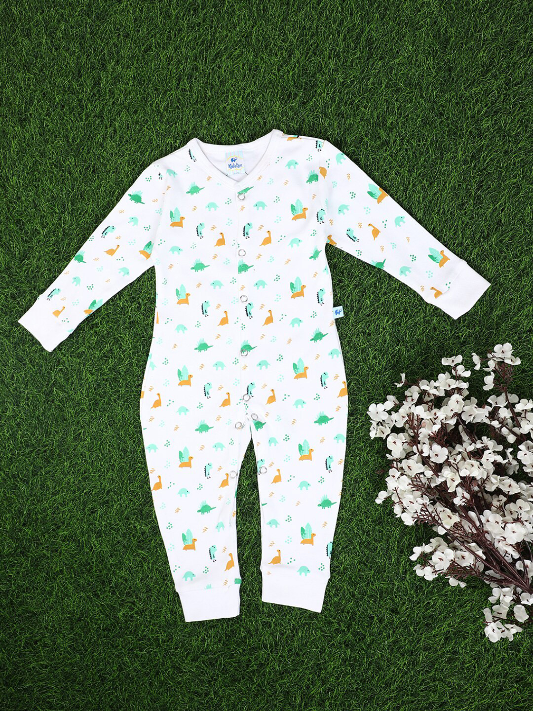 V-Mart Infant Kids Printed Interlock Front Open Cotton Rompers
