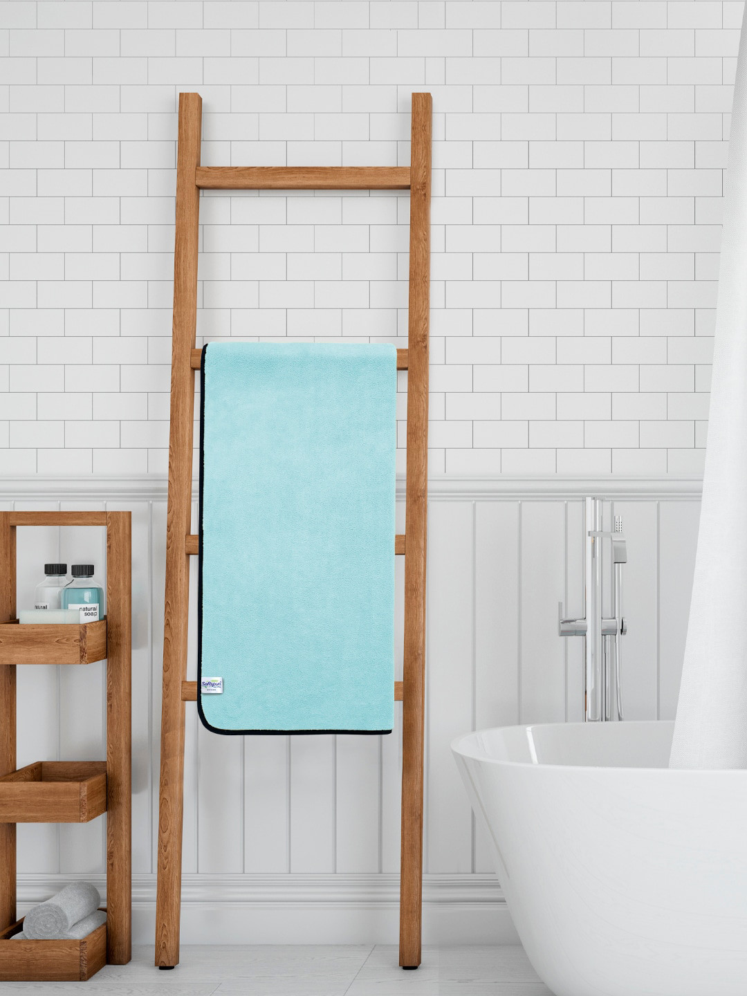 Softspun Microfiber Light Blue 280 GSM Microfiber Highly Absorbent Bath Towel