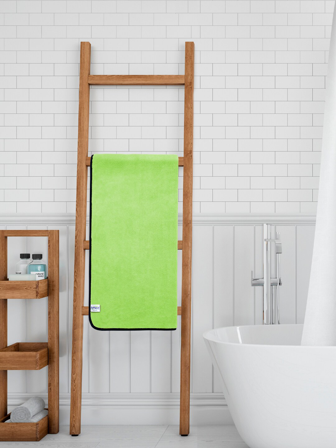 Softspun Microfiber Green 280 GSM Highly Absorbent Bath Towel