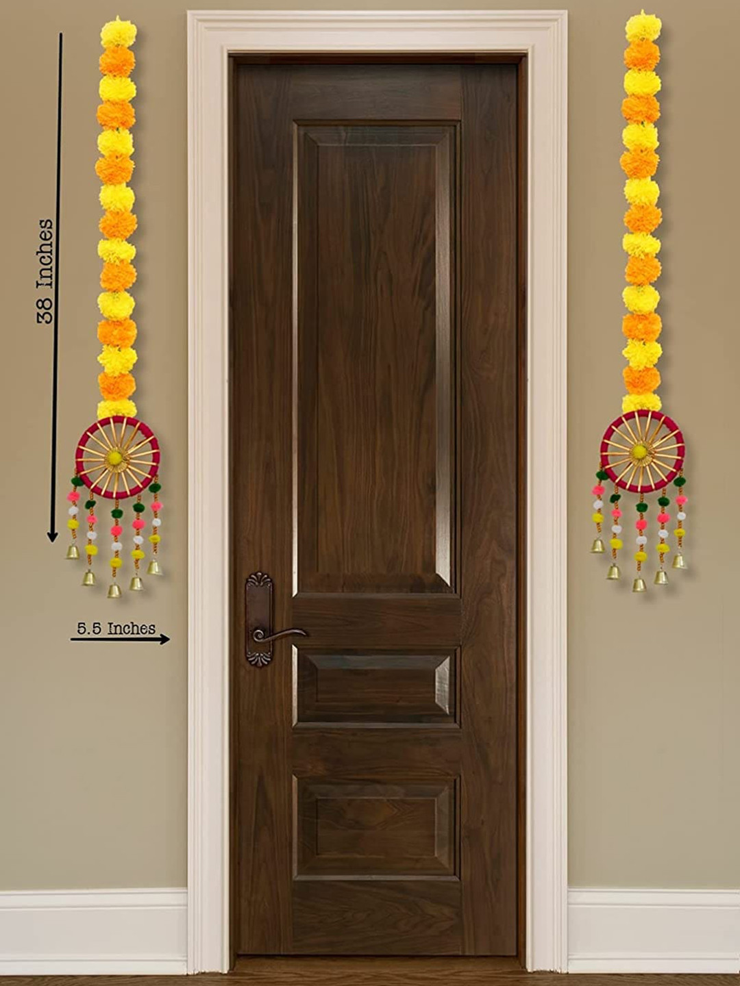 BS AMOR Yellow & Orange 6 Pieces Artificial Marigold Hanging Garlands