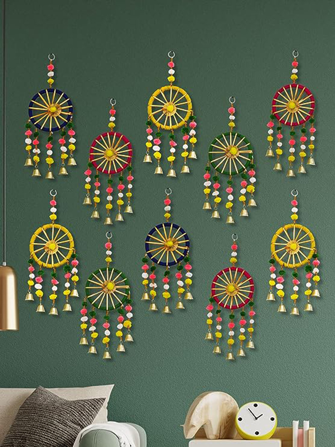 BS AMOR Yellow 10 Pieces Toran with Bells