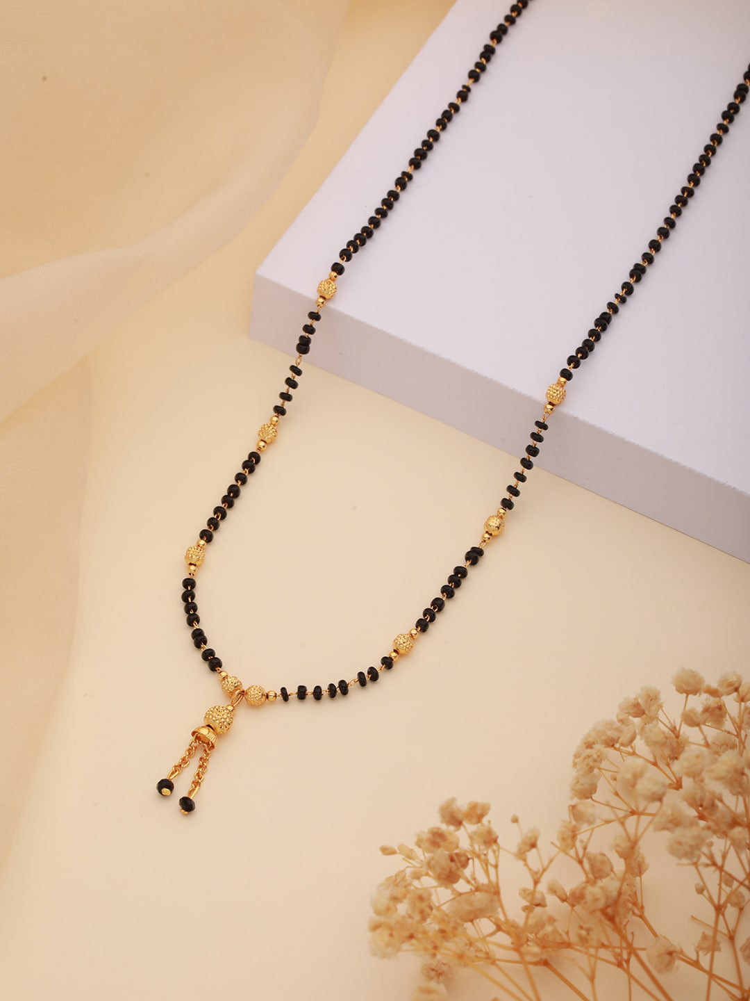 Aadvik Designs Gold-Plated Beaded Chain Mangalsutra