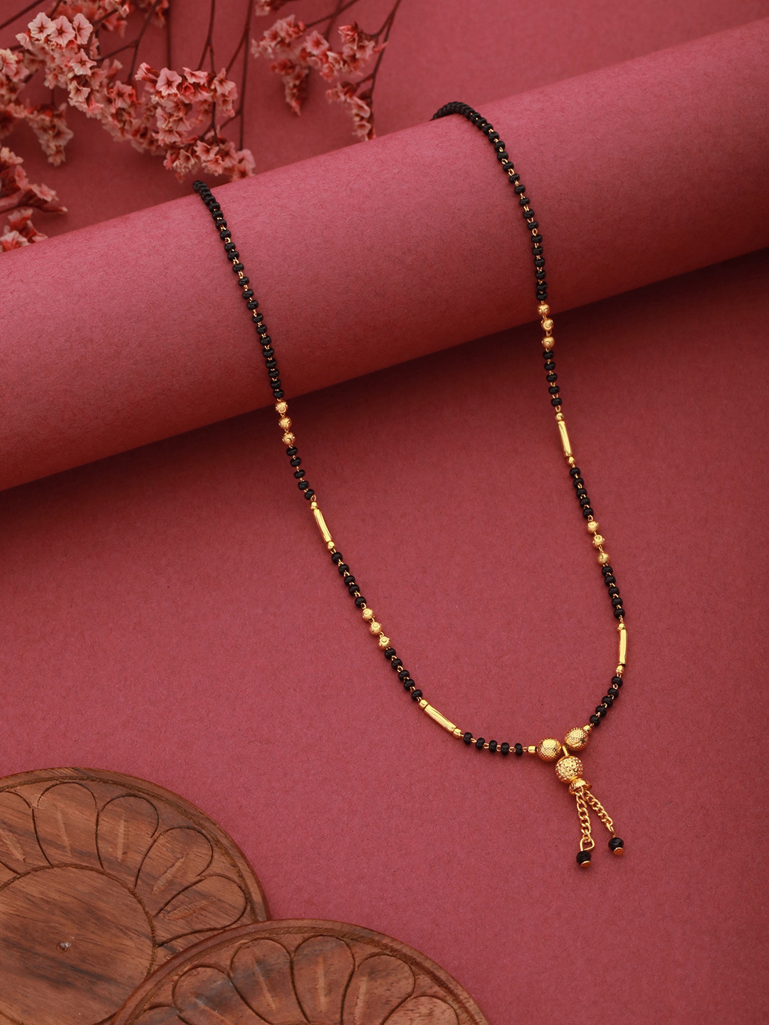 Aadvik Designs Gold-Plated Beaded Chain Mangalsutra