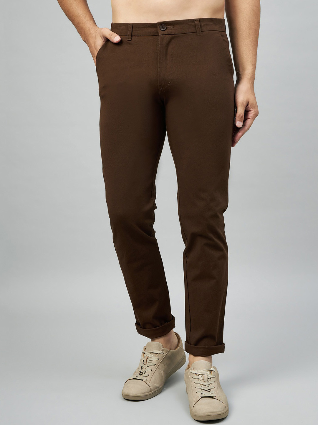 STUDIO NEXX Men Tailored Slim Fit Mid-Rise Chinos
