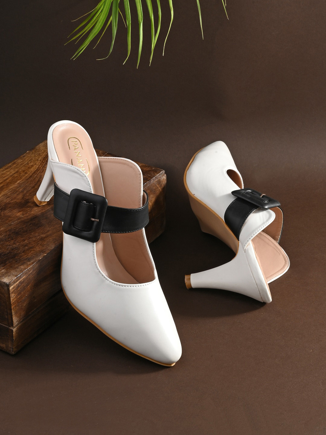 PANAHI Buckle Embellished Kitten Heel Mules