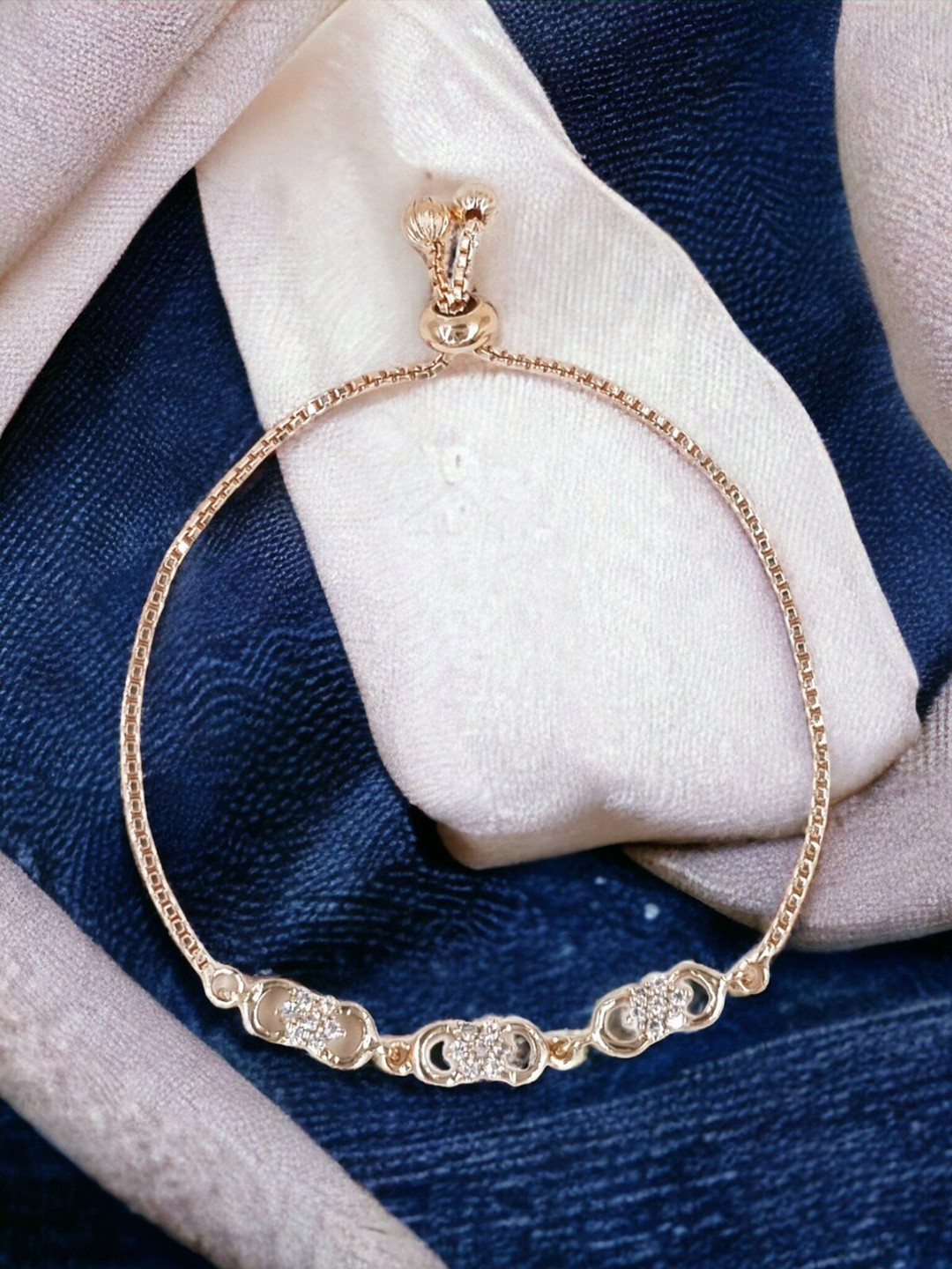 DressBerry Cubic Zirconia Rose Gold-Plated Wraparound Bracelet