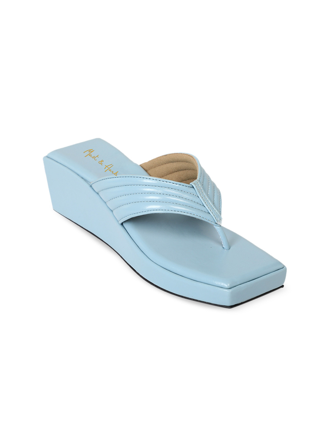 Mast & Harbour Striped Suede Wedge Heels