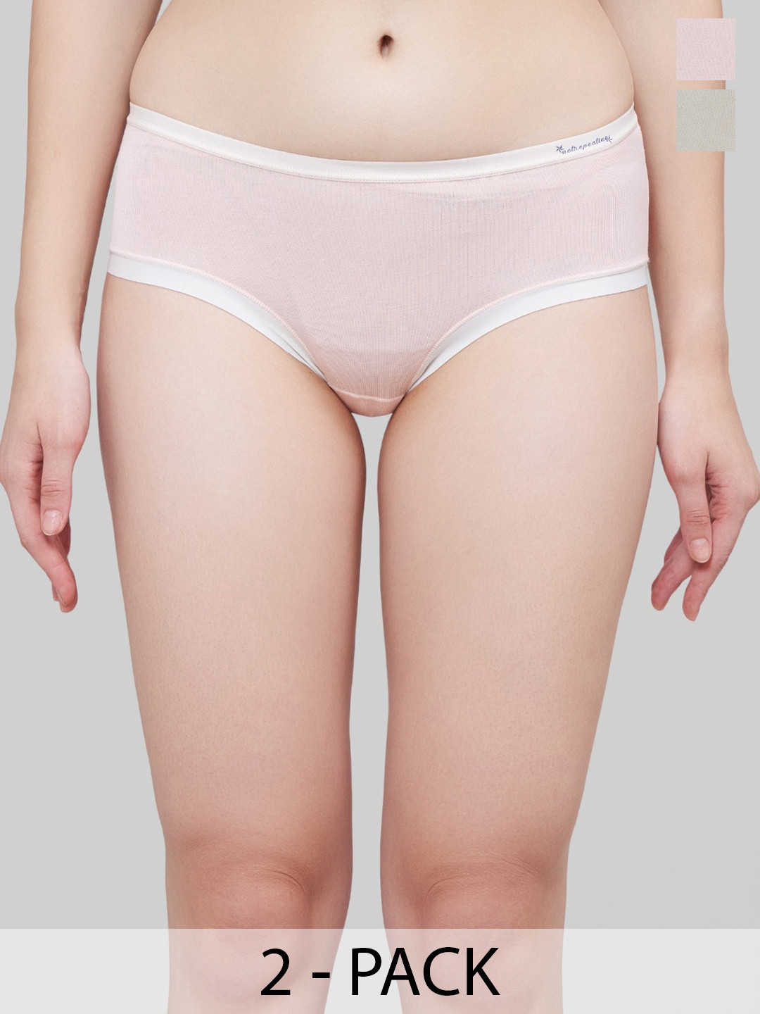 PLUMBURY Pack Of 2 Mid-Raise Full Coverage Hipster Briefs