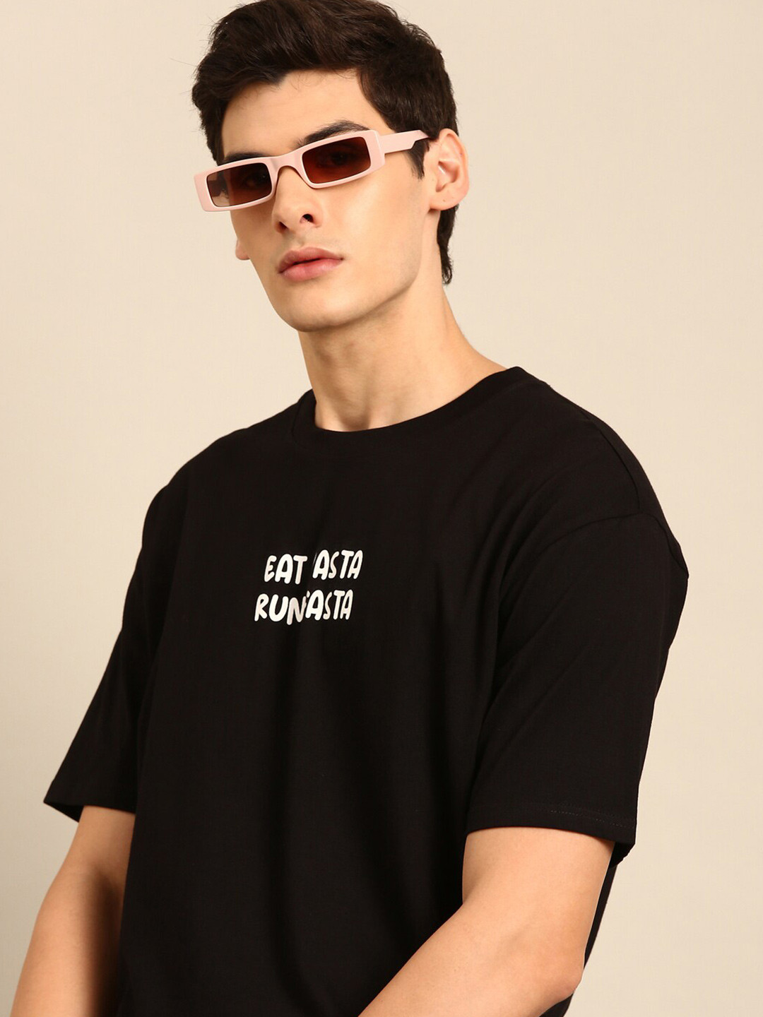 recast Typography Drop-Shoulder Sleeves Bio Finish Oversized T-shirt
