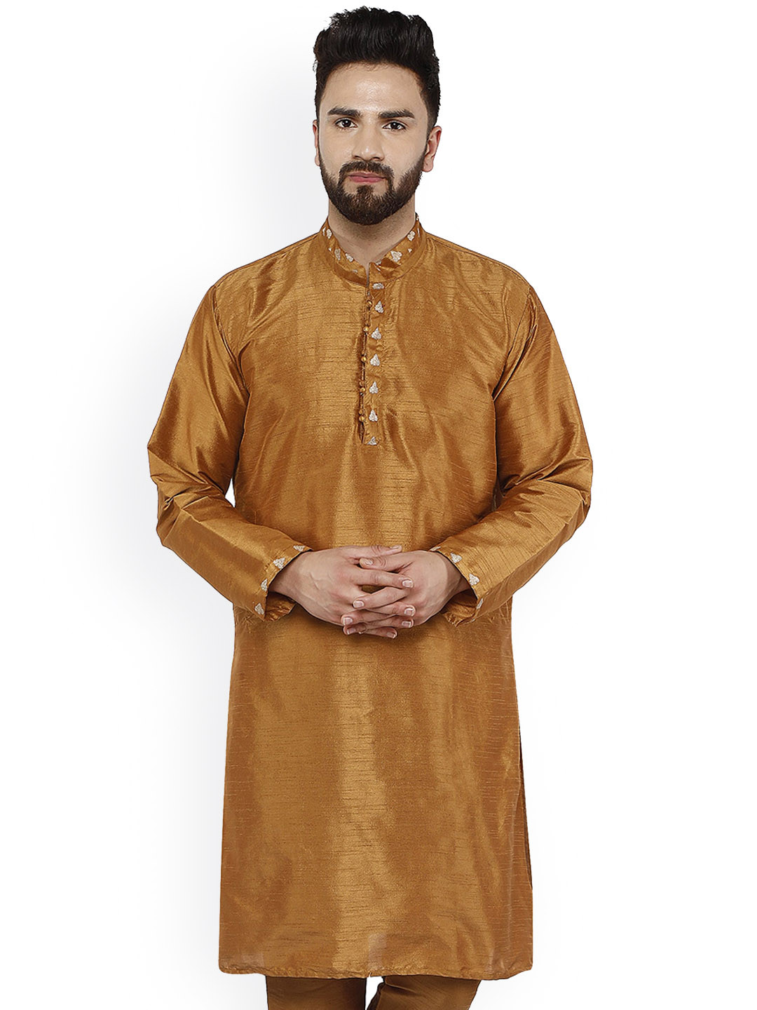 Enciger Mandarin Collar Long Sleeve Thread Work Straight Kurta