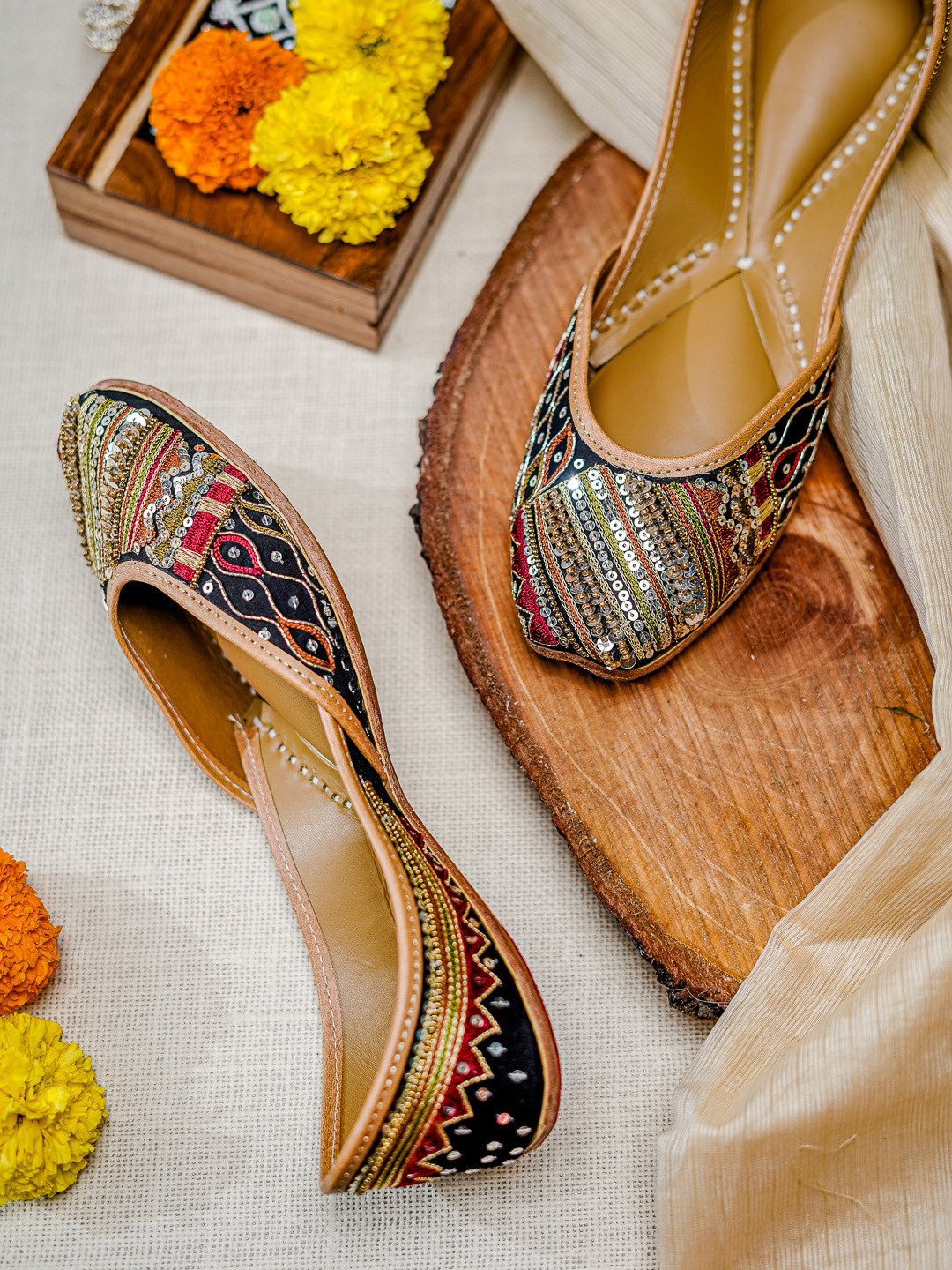 NR By Nidhi Rathi Embellished Ethnic Mojaris