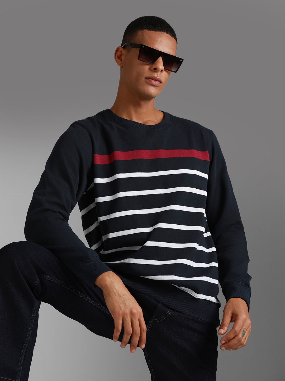 Buy High Star Striped Round Neck Long Sleeves Pullover Sweatshirt Sweatshirts for Men 25208272 Myntra