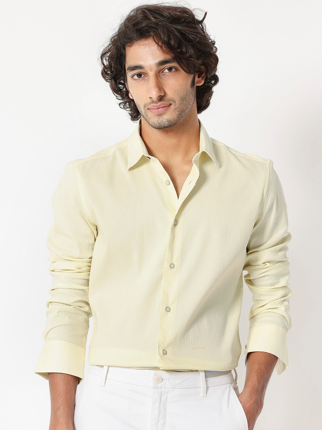 RARE RABBIT Men Gleny Tailored Fit Gleny Spread Collar Opaque Shirt