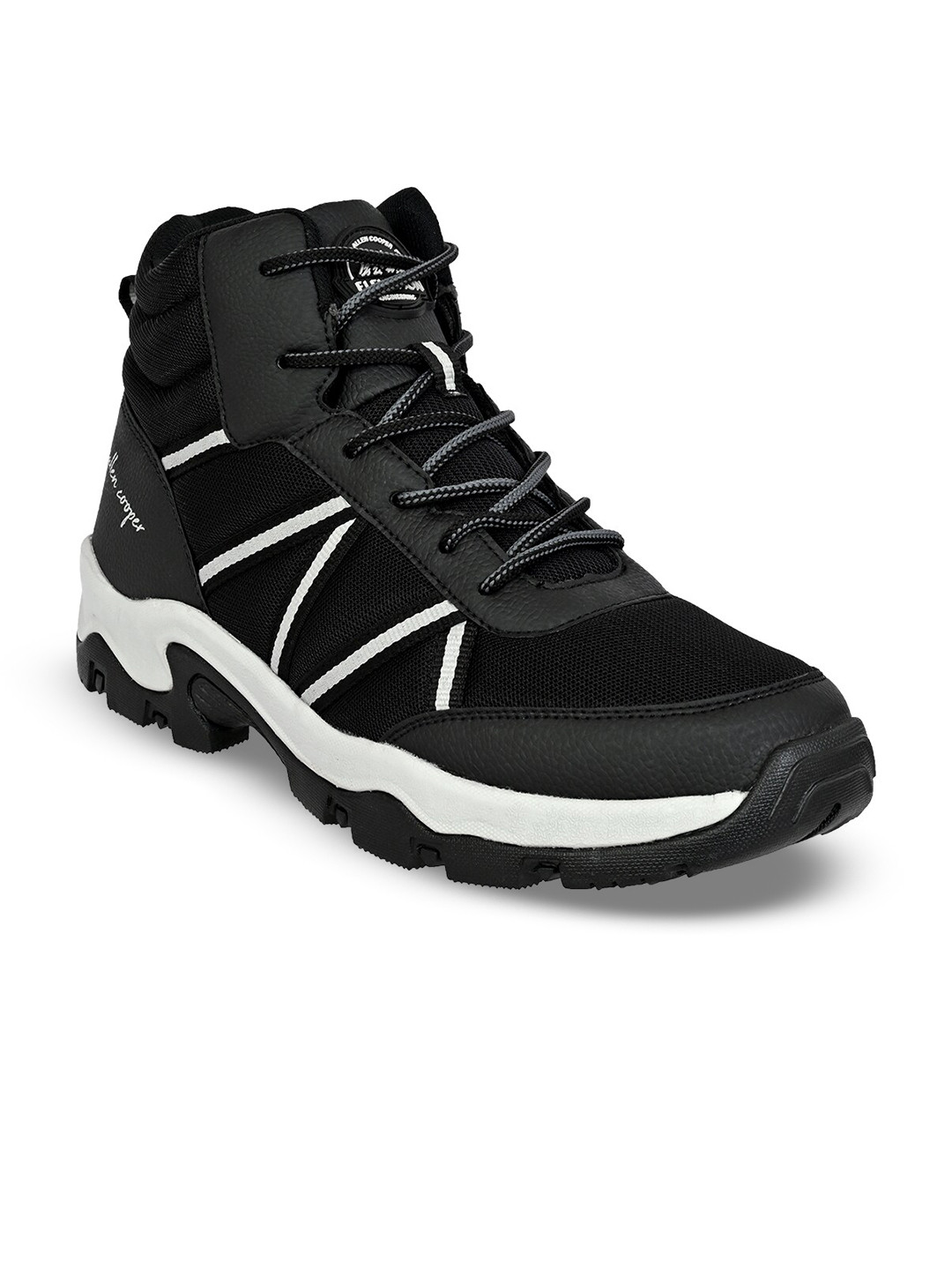 Allen Cooper Men Mesh Trekking High-Top Non-Marking Memory Foam Lace-Up Shoes