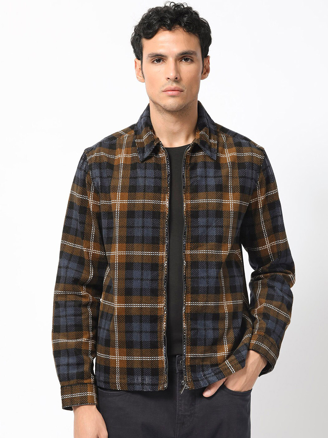 RARE RABBIT Men Marino Checked Cotton Tailored Shacket