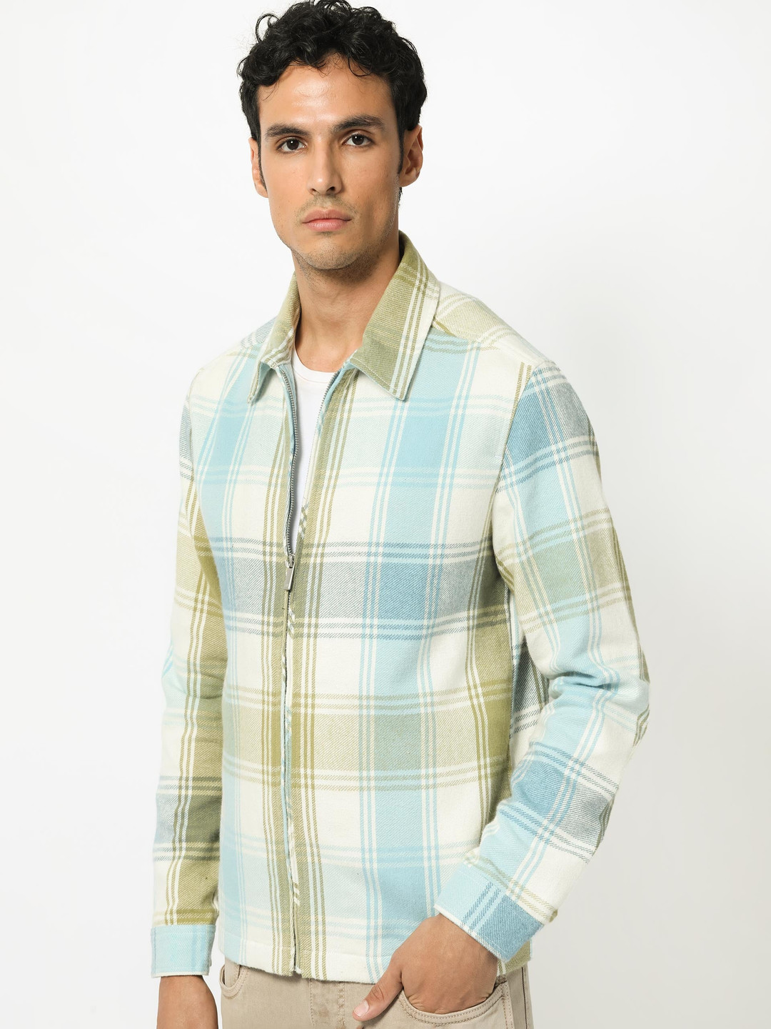 RARE RABBIT Men Rizo Checks Cotton Tailored Shacket