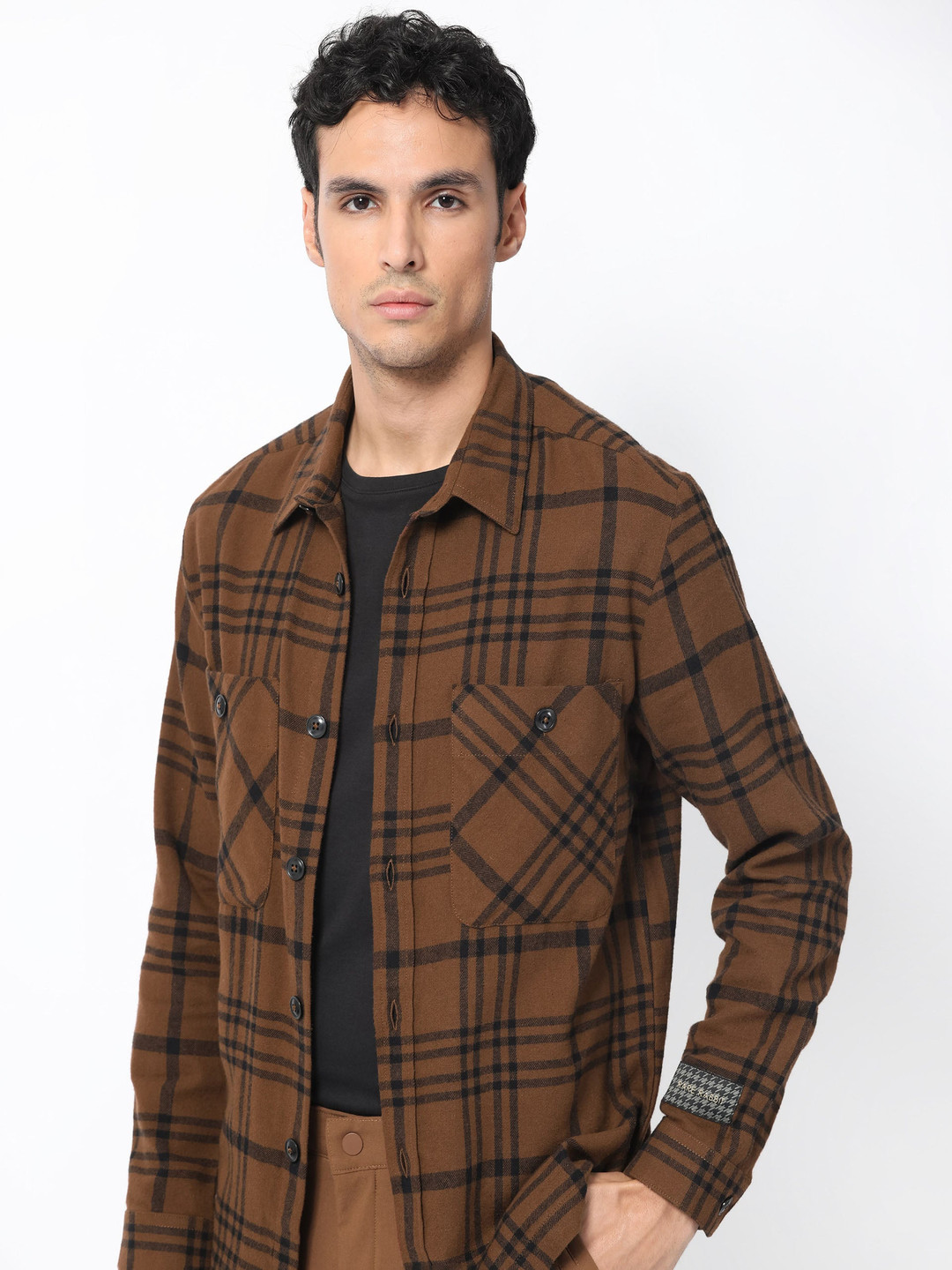 RARE RABBIT Men Rousso Checked Cotton Tailored Shacket