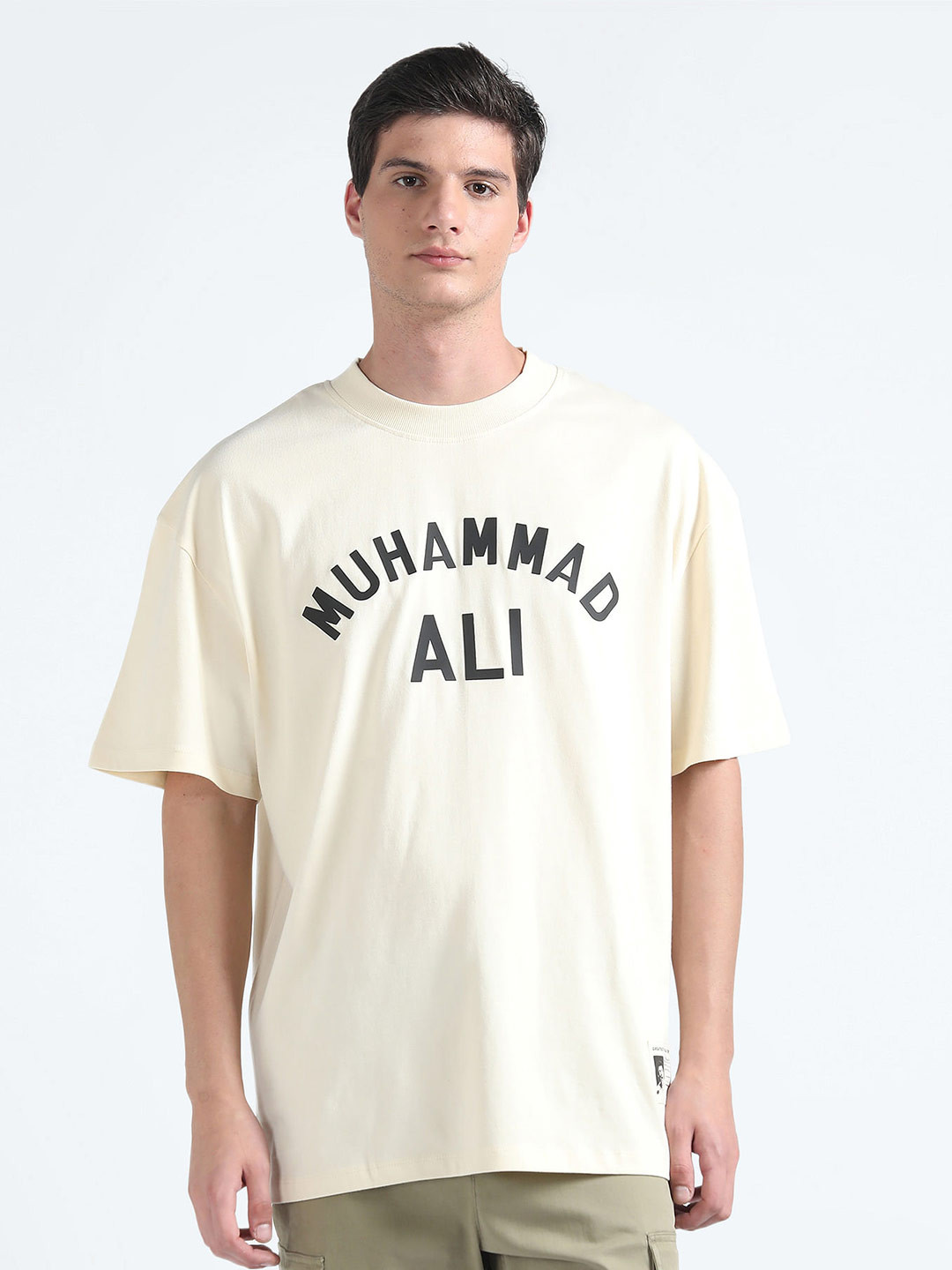 Flying Machine Oversized Graphic Printed Drop-Shoulder Sleeves Cotton T-shirt