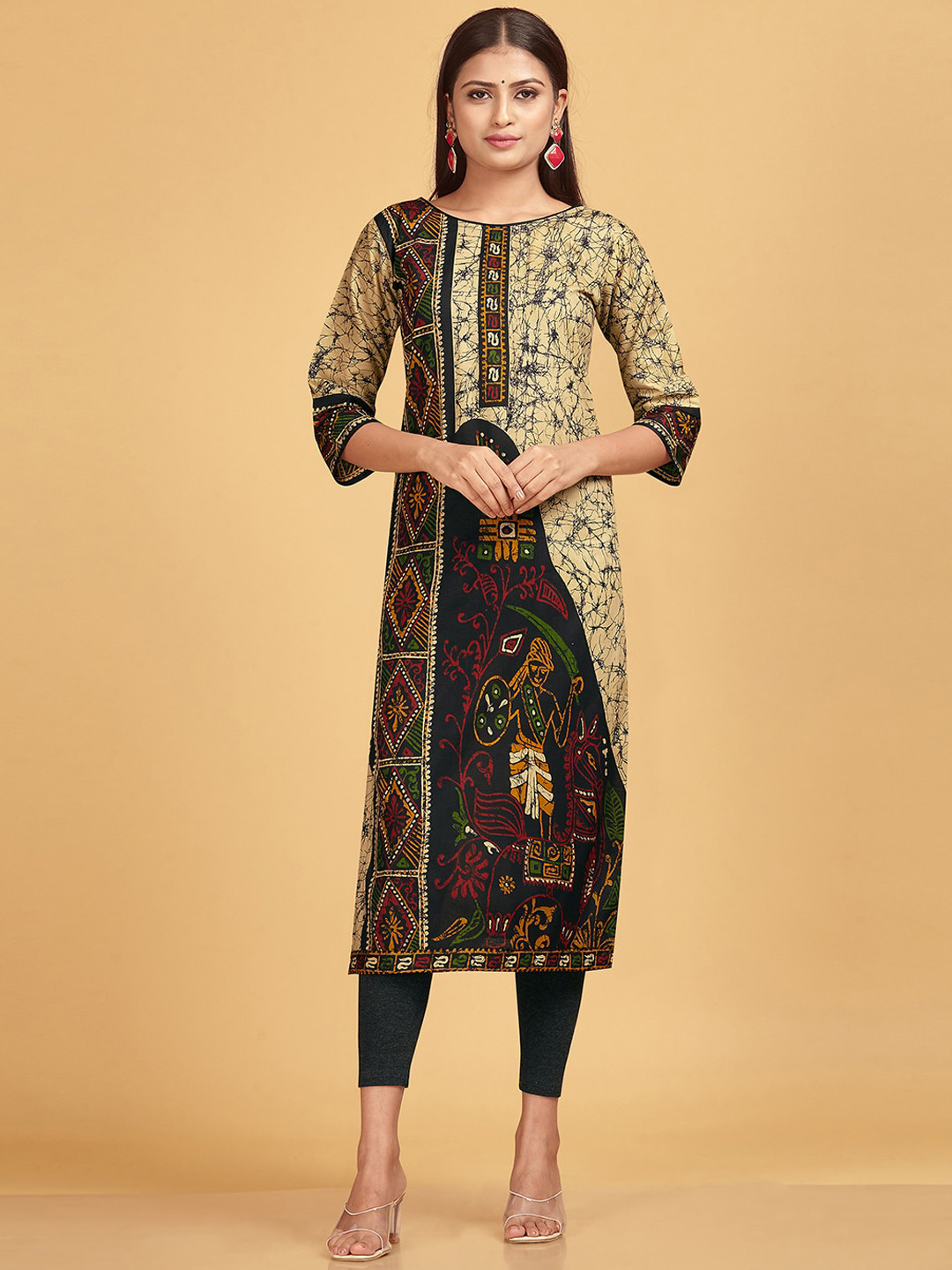 SHANVIKA Ethnic Motifs Batik Printed Pure Cotton Straight Kurta