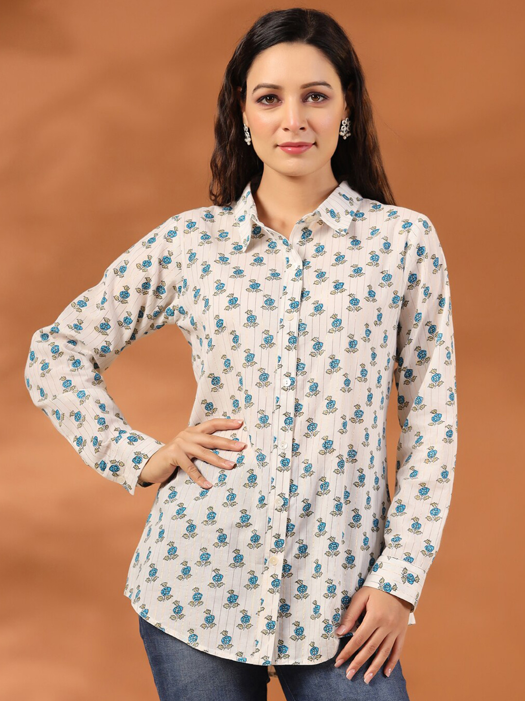 Jaipur Kurti Standard Floral Printed Cotton Casual Shirt