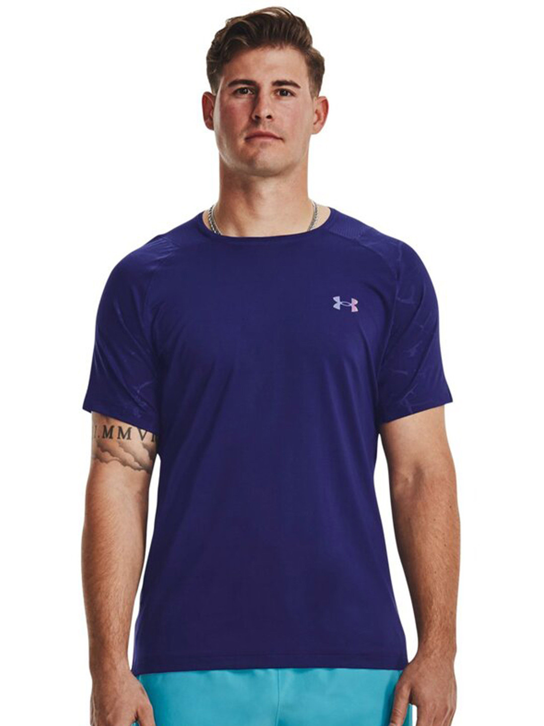 UNDER ARMOUR Men Rush Emboss Round Neck Slim-Fit T-Shirt