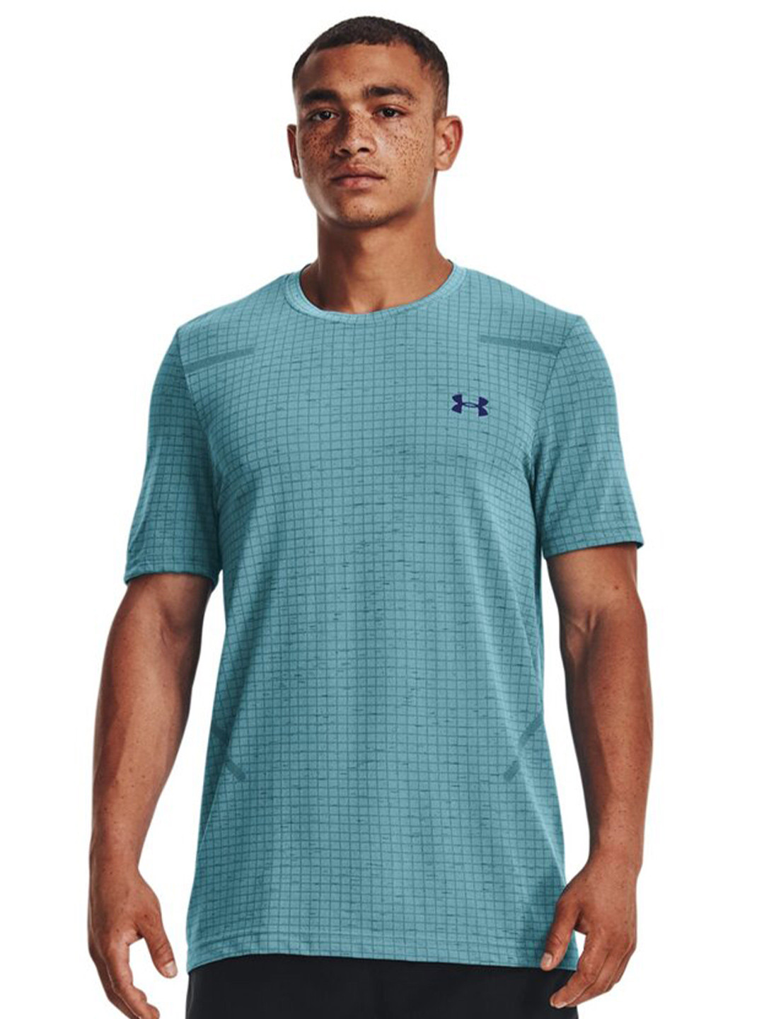 UNDER ARMOUR Seamless Grid Checked Slim-Fit T-Shirt