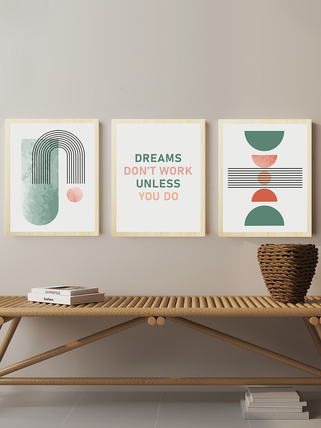 Art Street Motivational Quotes Synthetic Wood 3 Piece Paintings Wall Art 12.7 x17.5 In