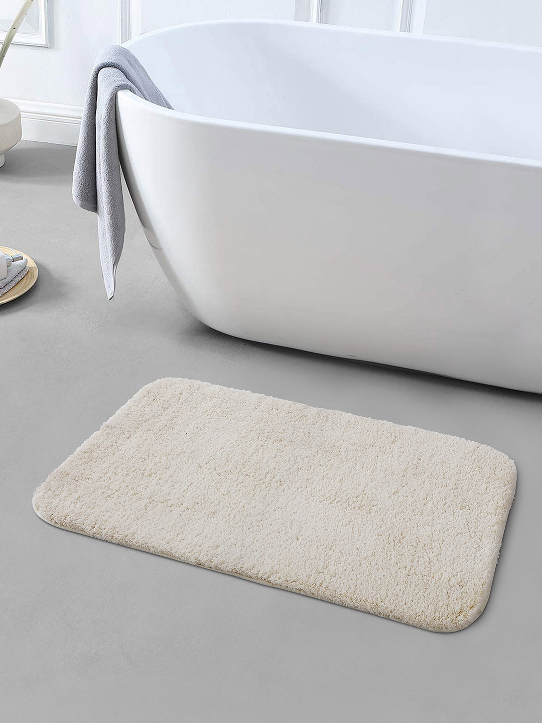 OBSESSIONS Cream-Coloured 2300 GSM Anti-Skid Bath Rug