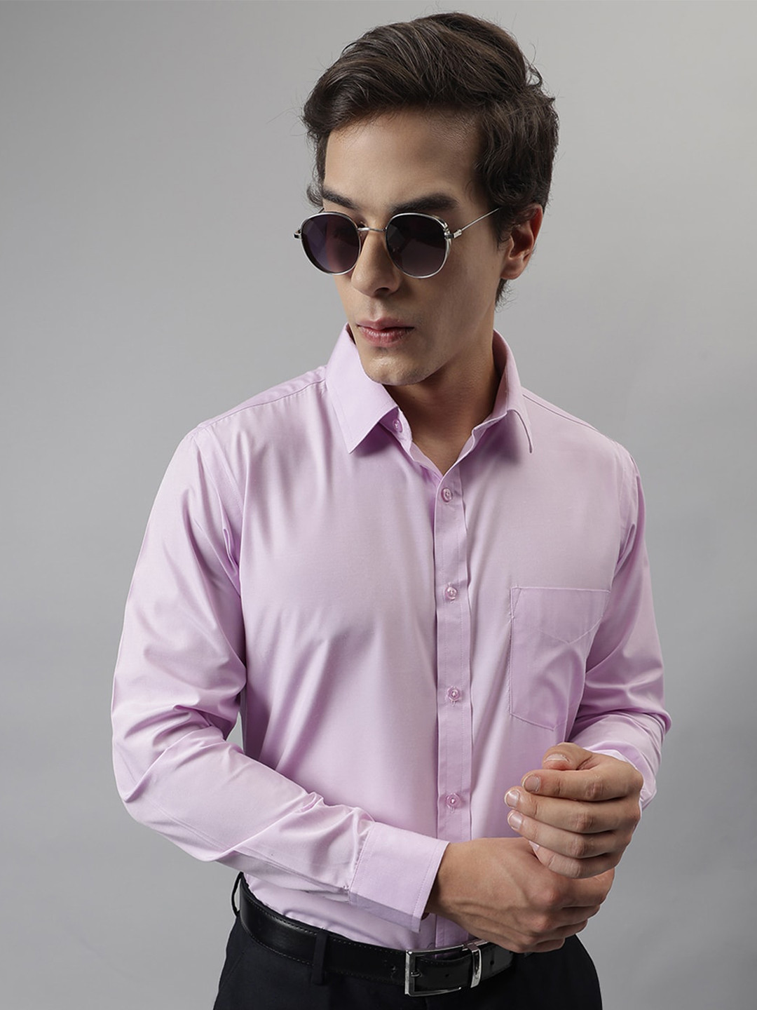 English Navy Standard Slim Fit Easy Iron Formal Shirt