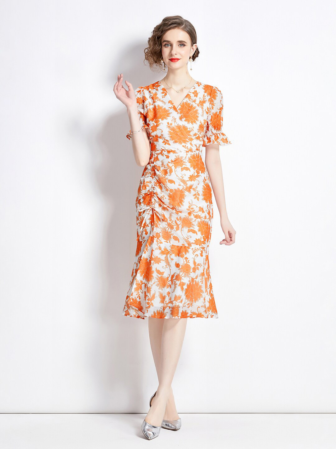 JC Collection Floral Printed V-Neck Sheath Dress