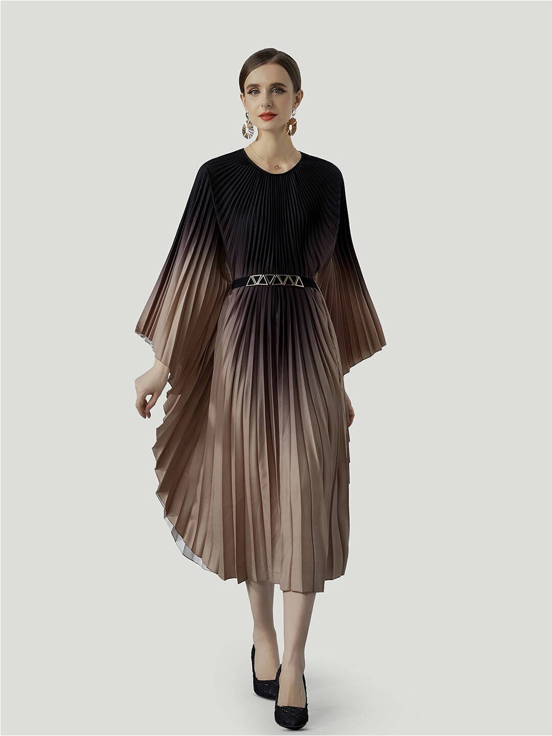 JC Collection Accordion Pleats Kaftan Midi Dress