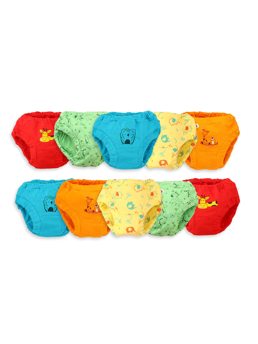 SuperBottoms Infants Pack of 10 Animal Printed Pure Cotton Briefs