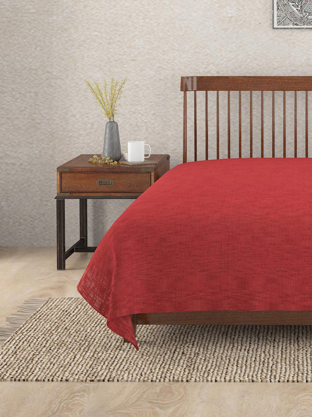 Fabindia Maroon Cotton Double Queen Bed Cover