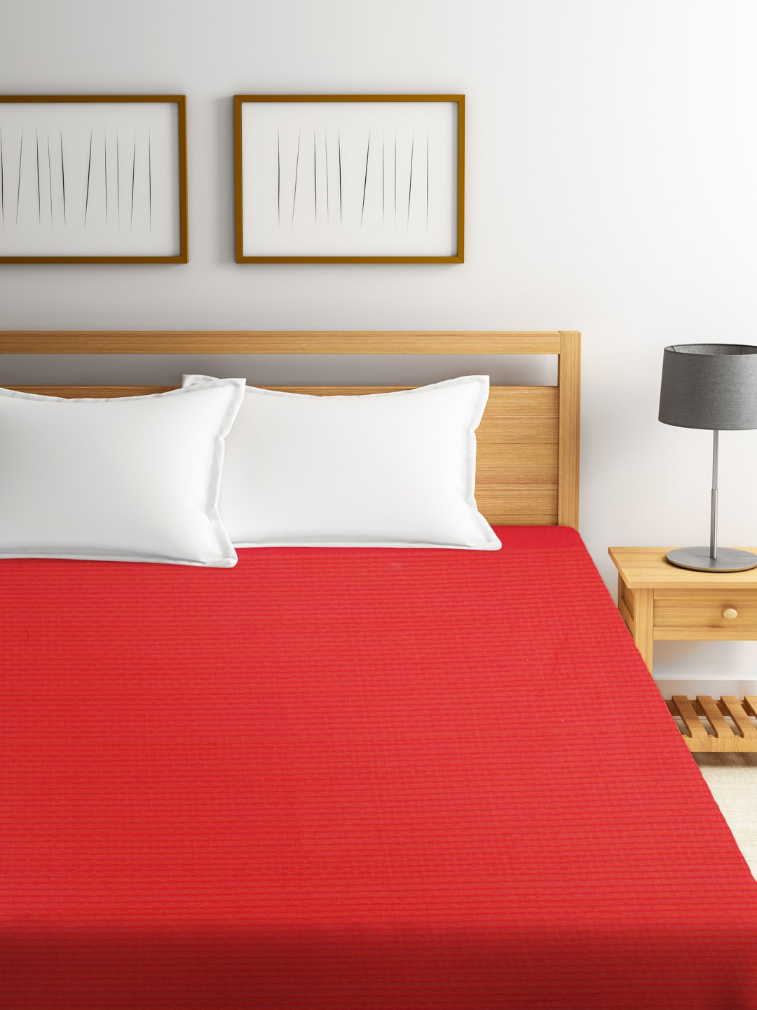 Fabindia Red Cotton Single Bed Cover