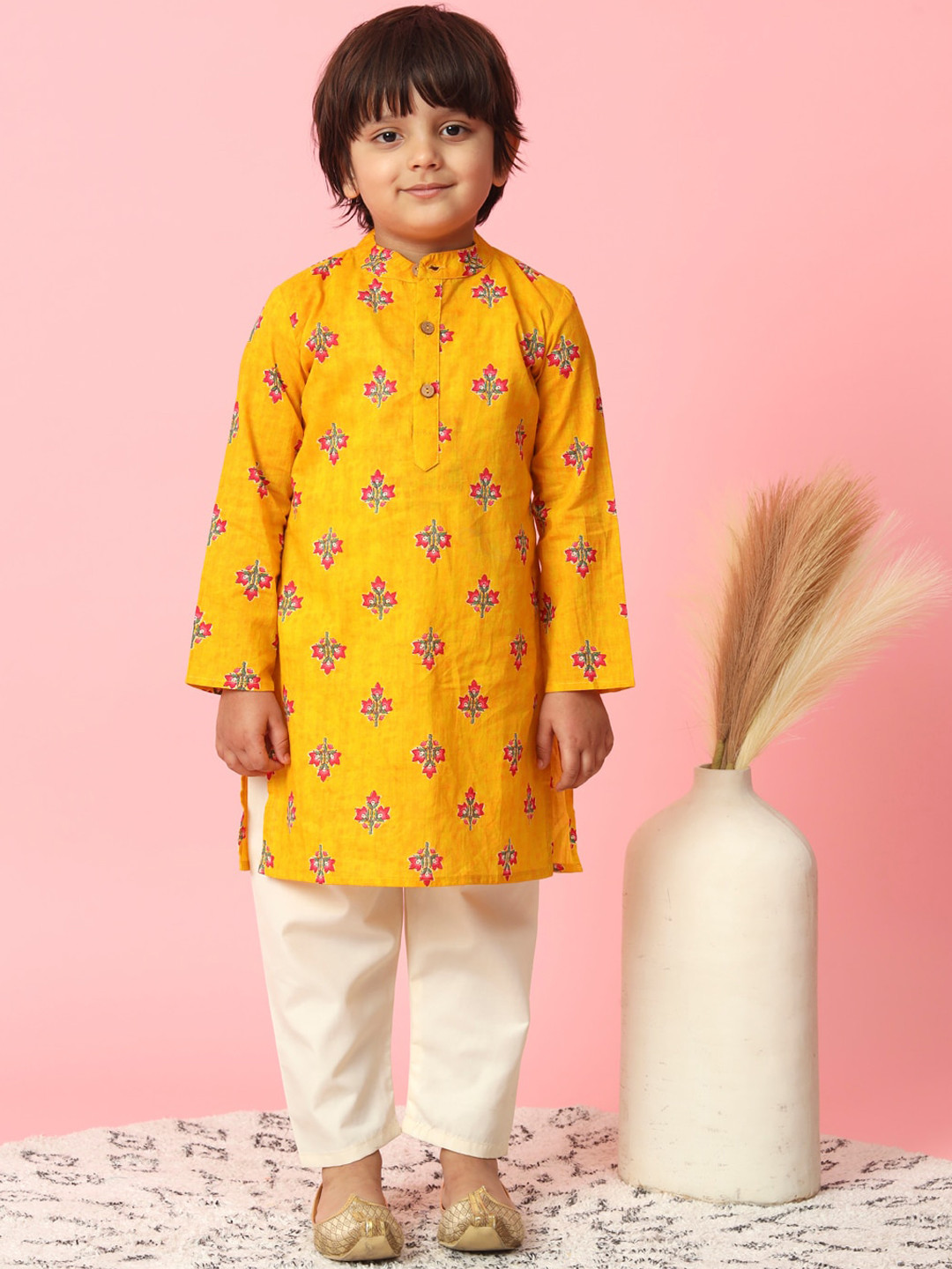 Readiprint Boys Floral Printed Pure Cotton Kurta with Pyjamas